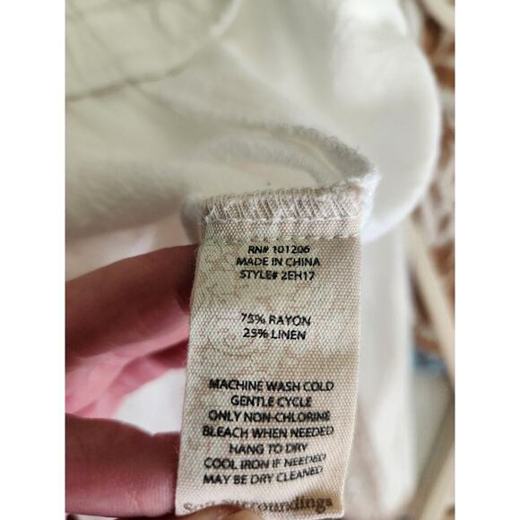 Soft Surroundings pull on linen blend beach pants sz L Gauzy slit leg stretch - Picture 7 of 10